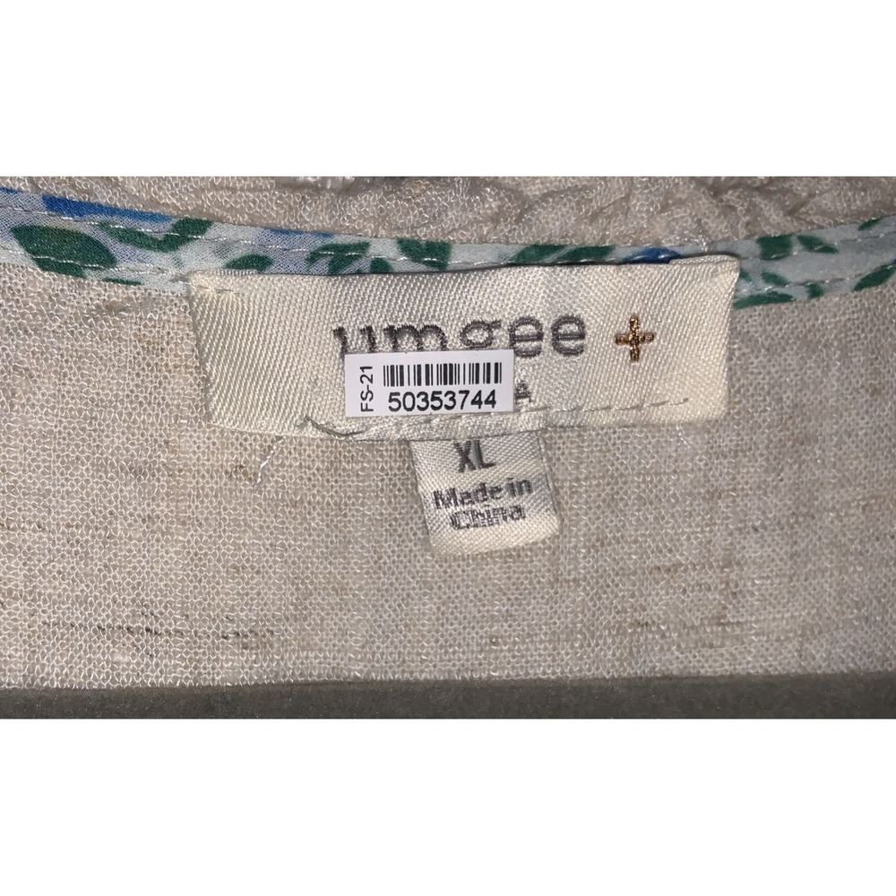 Umgee Dress XL Linen Blend Tiered Mini Boho Beige Ruffle Short Sleeve Summer - Picture 14 of 16